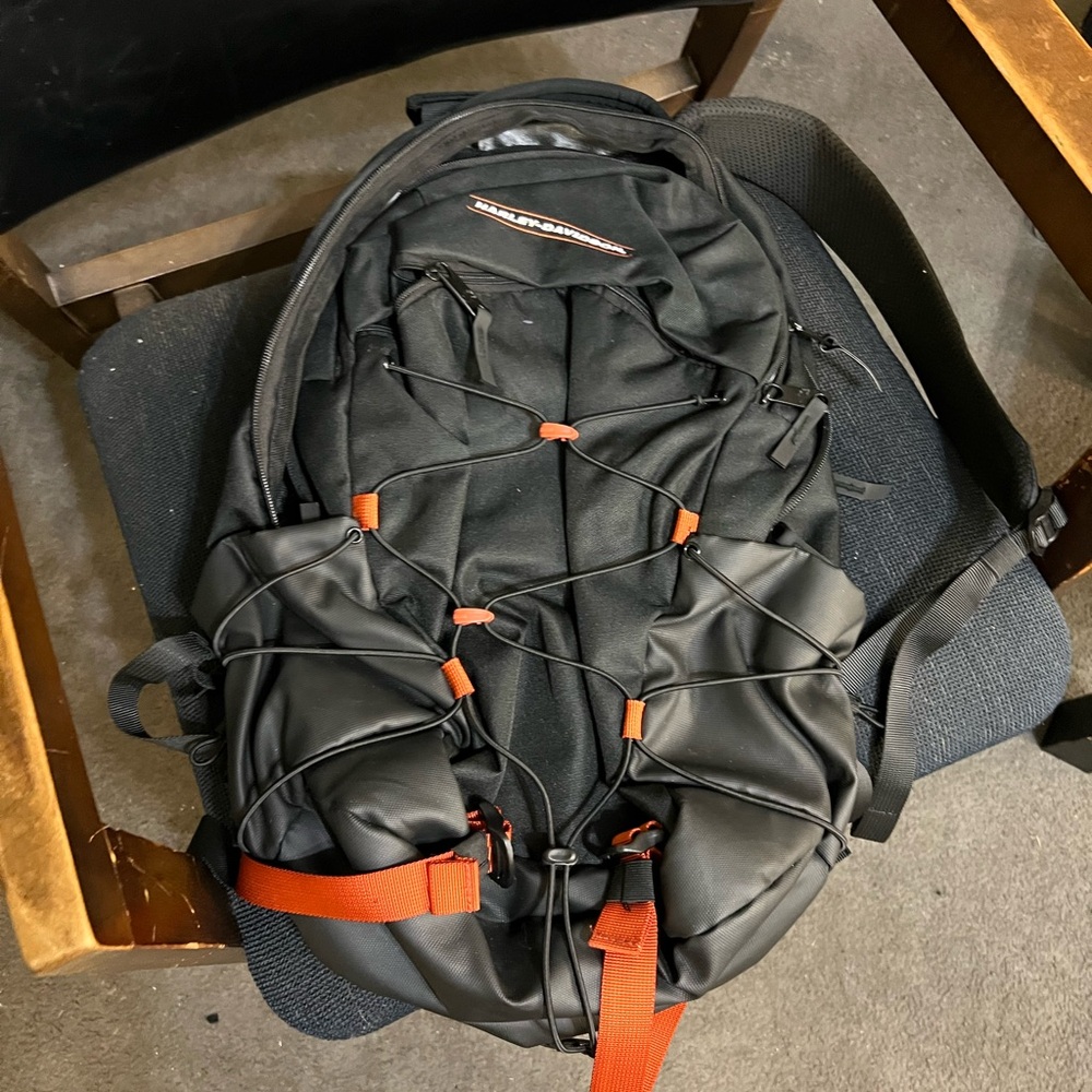 Harley-Davidson Black Backpack with Orange Highlights - Picture 8 of 8